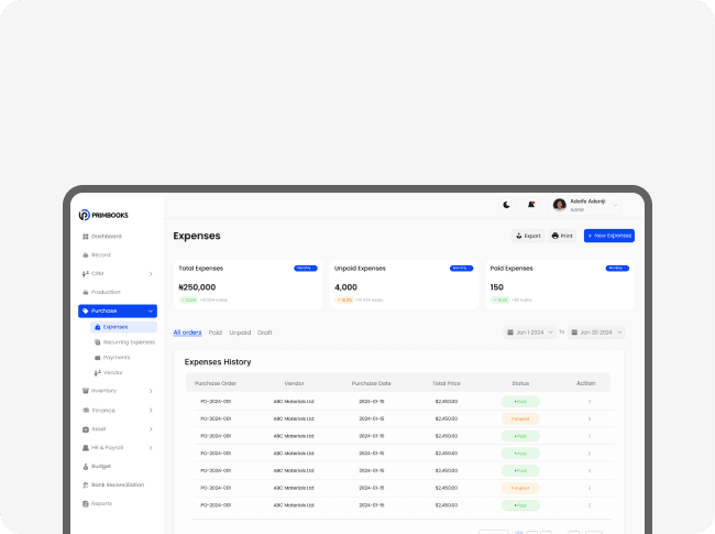 Track every transaction with complete history