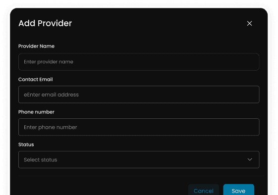Add pension provider form in dark mode