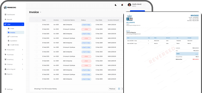 Streamlined Invoicing and Collections dashboard