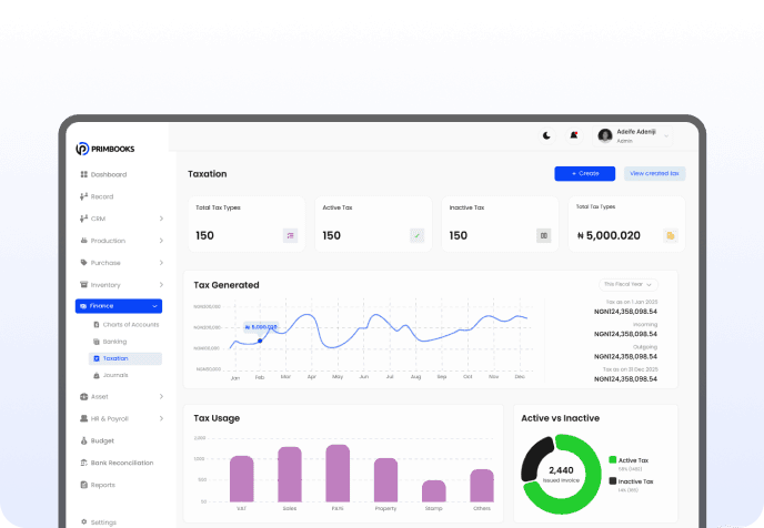 Tax and VAT management dashboard preview